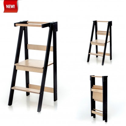 Foldable and Space Saving Helper Tower (Black & Lacquered)