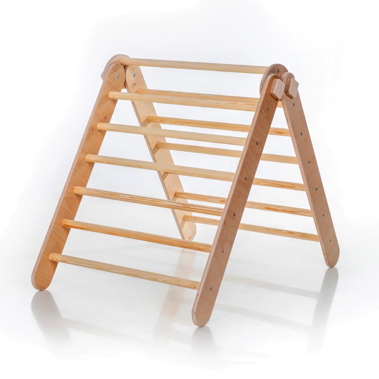 Adjustable Climbing Triangle with Ramp & Slide (Natural Lacquered)
